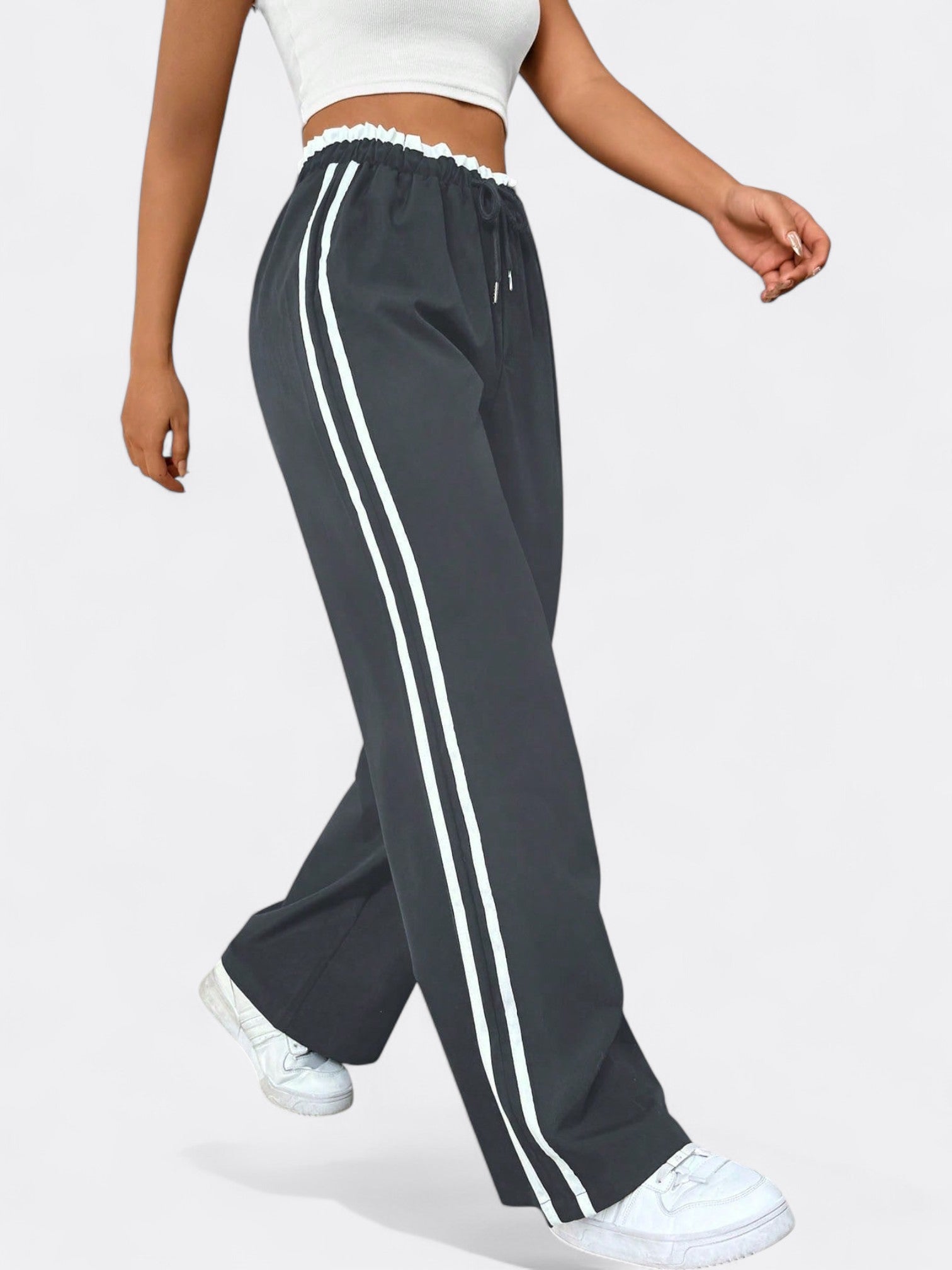 Sophia | Women's Athletic Wide-Leg Trousers | Drawstring