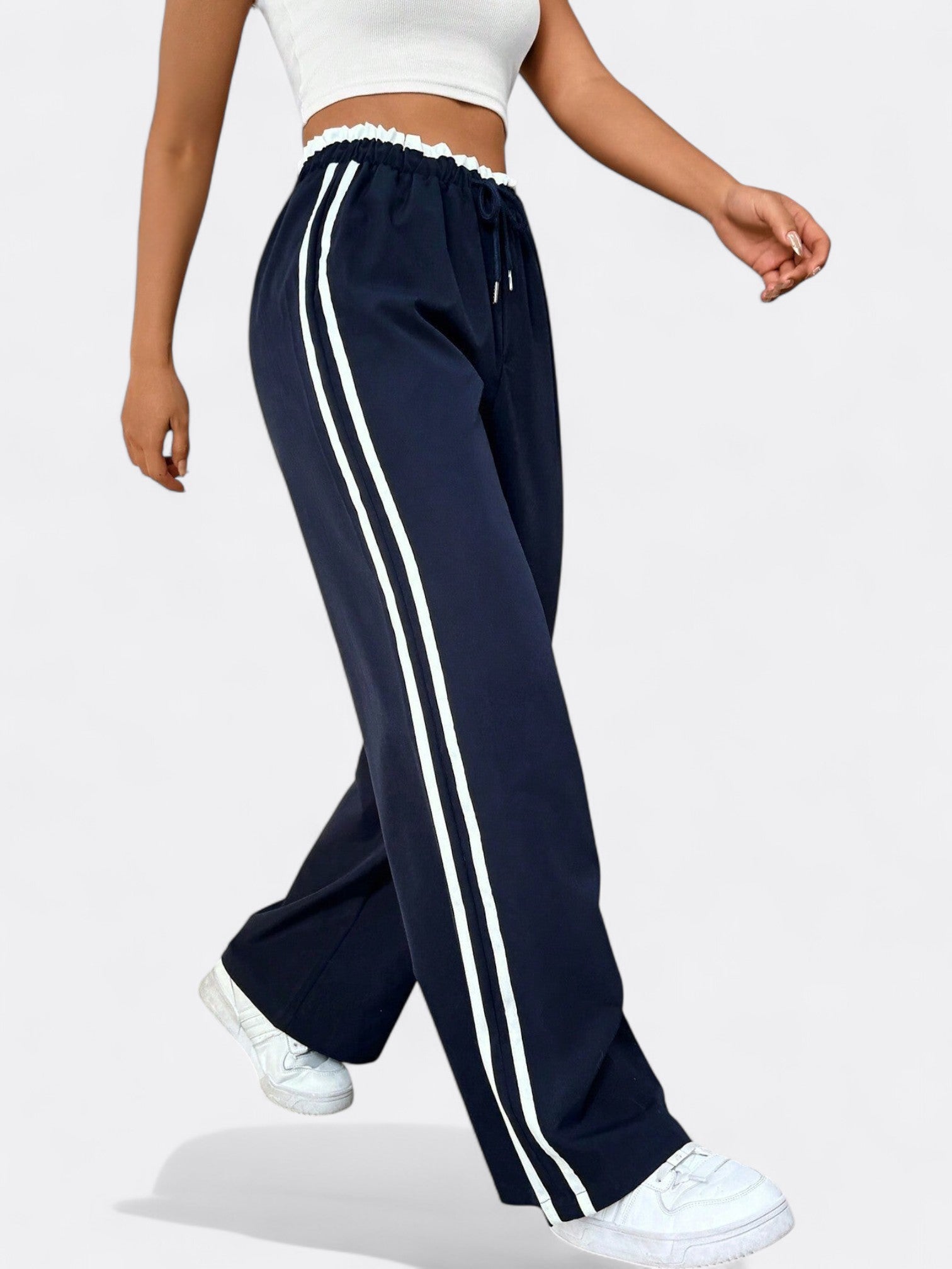 Sophia | Women's Athletic Wide-Leg Trousers | Drawstring
