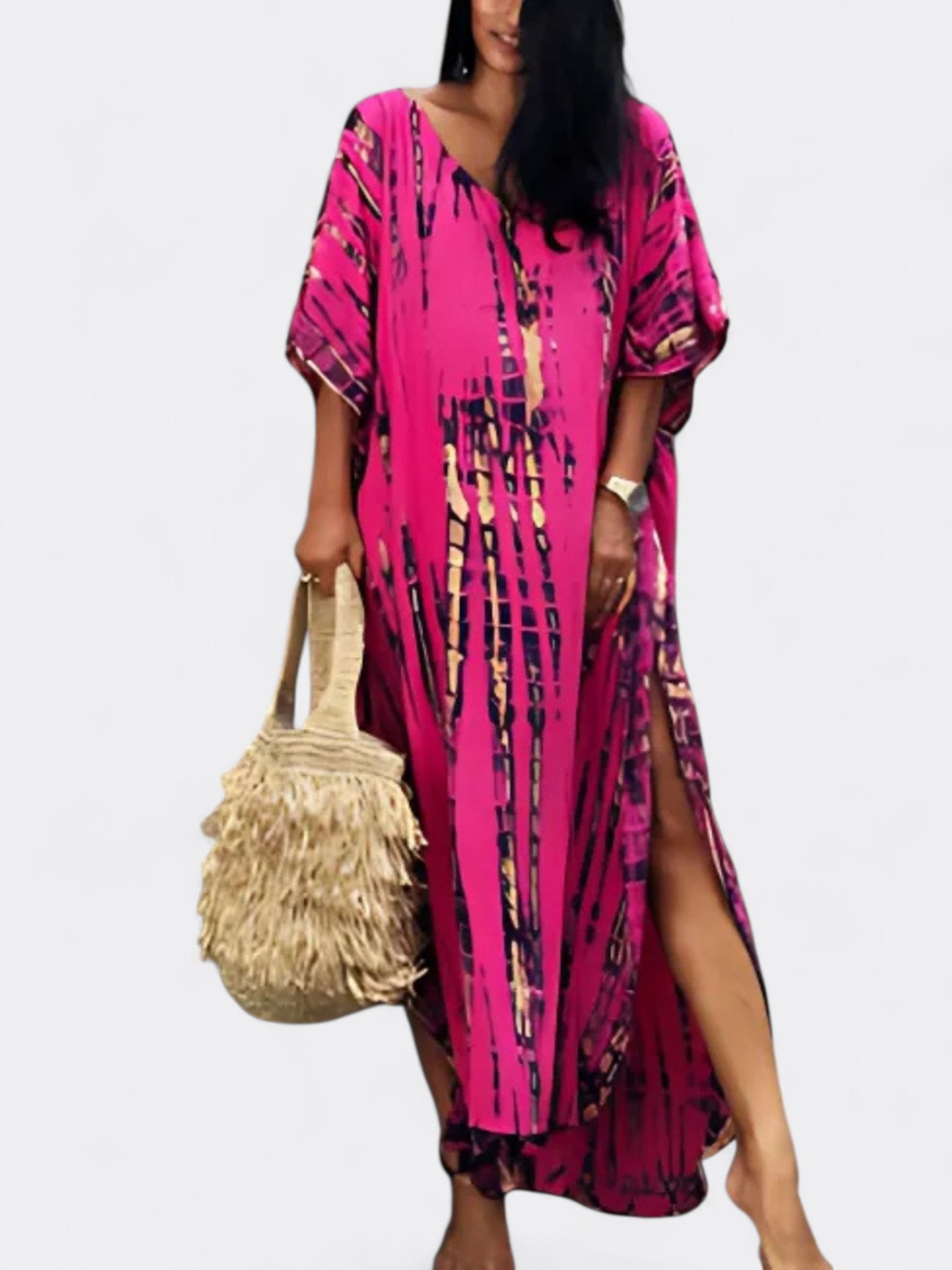 Serenity | Women's Bohemian Tie Dye Kaftan Dress | Maxi V Neck