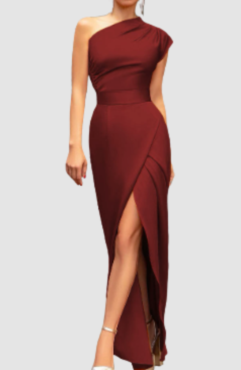 Meliora's One-Shoulder Maxi Dress with Elegant Drape and Sleek Finish
