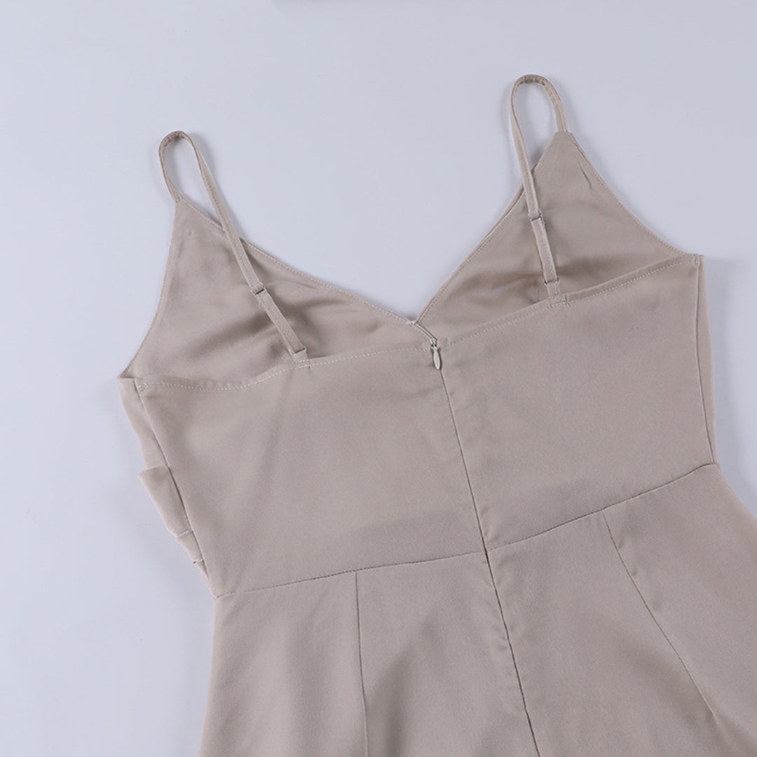 Valkyrie's Evening Dress with V-Neckline and Side Slit