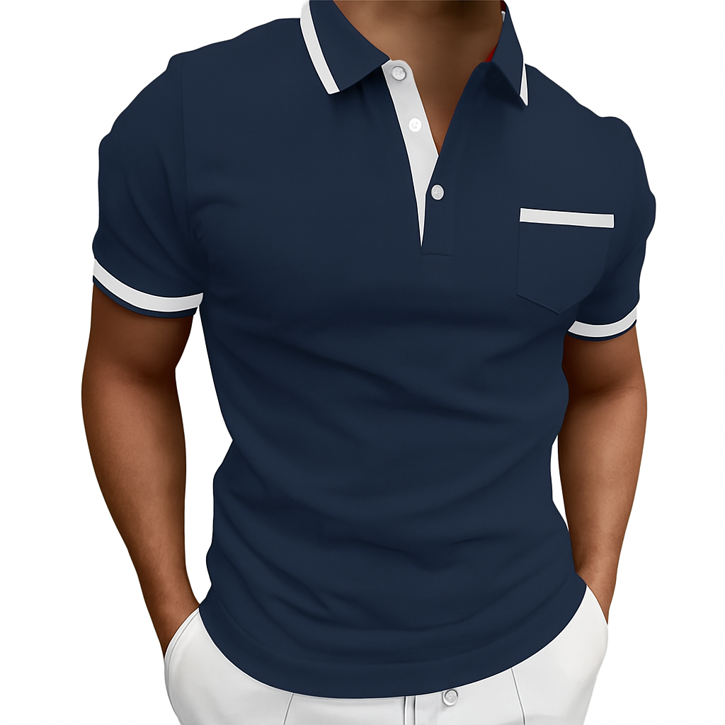 Grayson's Classic Polo Shirt with Contrast Collar and Pocket