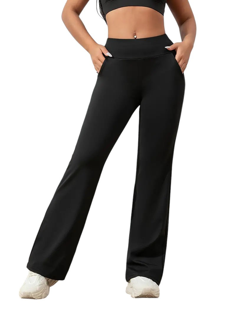 Olivia's High-Waisted Yoga Pants with Wide-Leg Design
