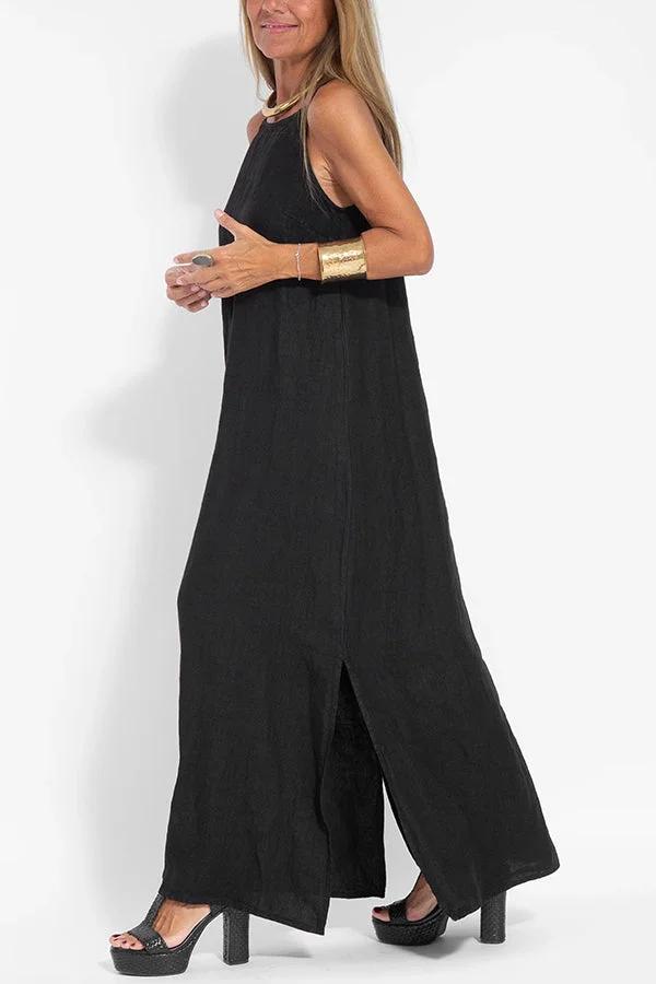 Alazne's Minimalist Fluid Dress with Breathable Fabric and Relaxed Fit