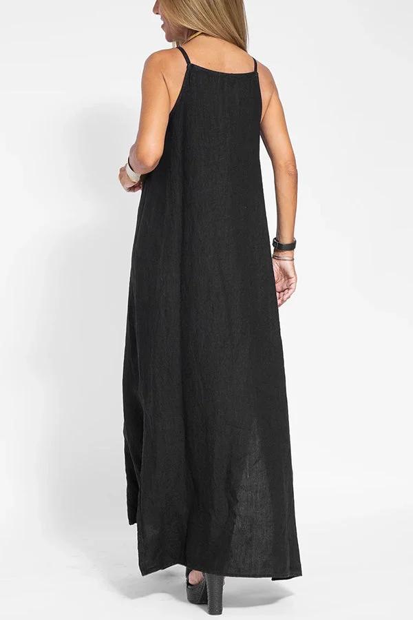 Alazne's Minimalist Fluid Dress with Breathable Fabric and Relaxed Fit