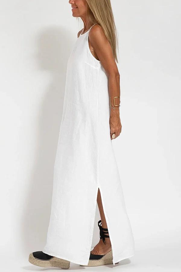 Alazne's Minimalist Fluid Dress with Breathable Fabric and Relaxed Fit