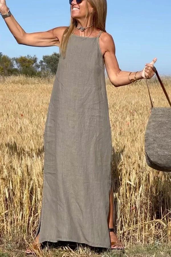 Alazne's Minimalist Fluid Dress with Breathable Fabric and Relaxed Fit