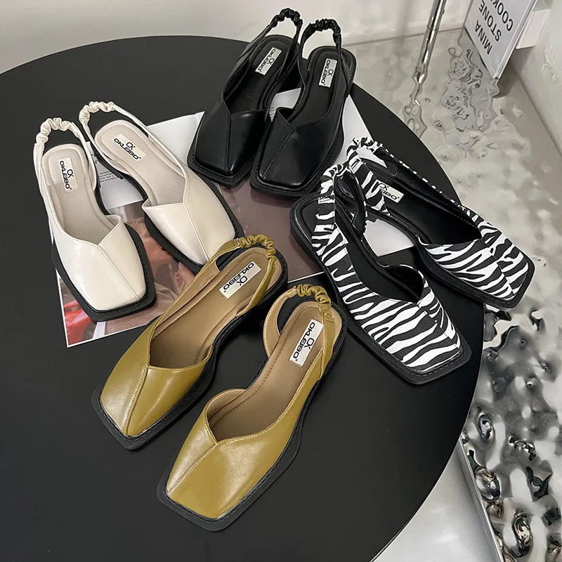Amaya | Women's Square Toe Slingback Sandals | Elegant