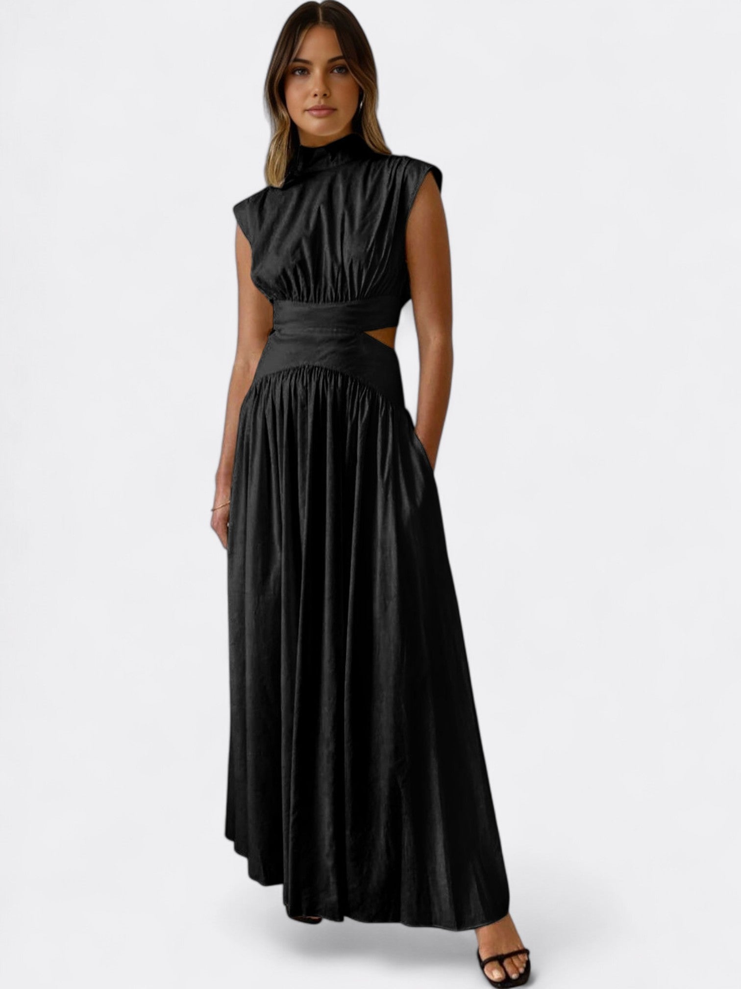 Araluen | Women's Elegant Cut-Out Maxi Dress | Mock Neck