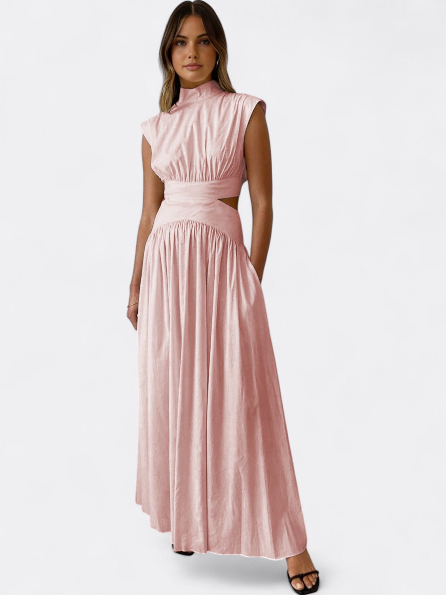 Araluen | Women's Elegant Cut-Out Maxi Dress | Mock Neck