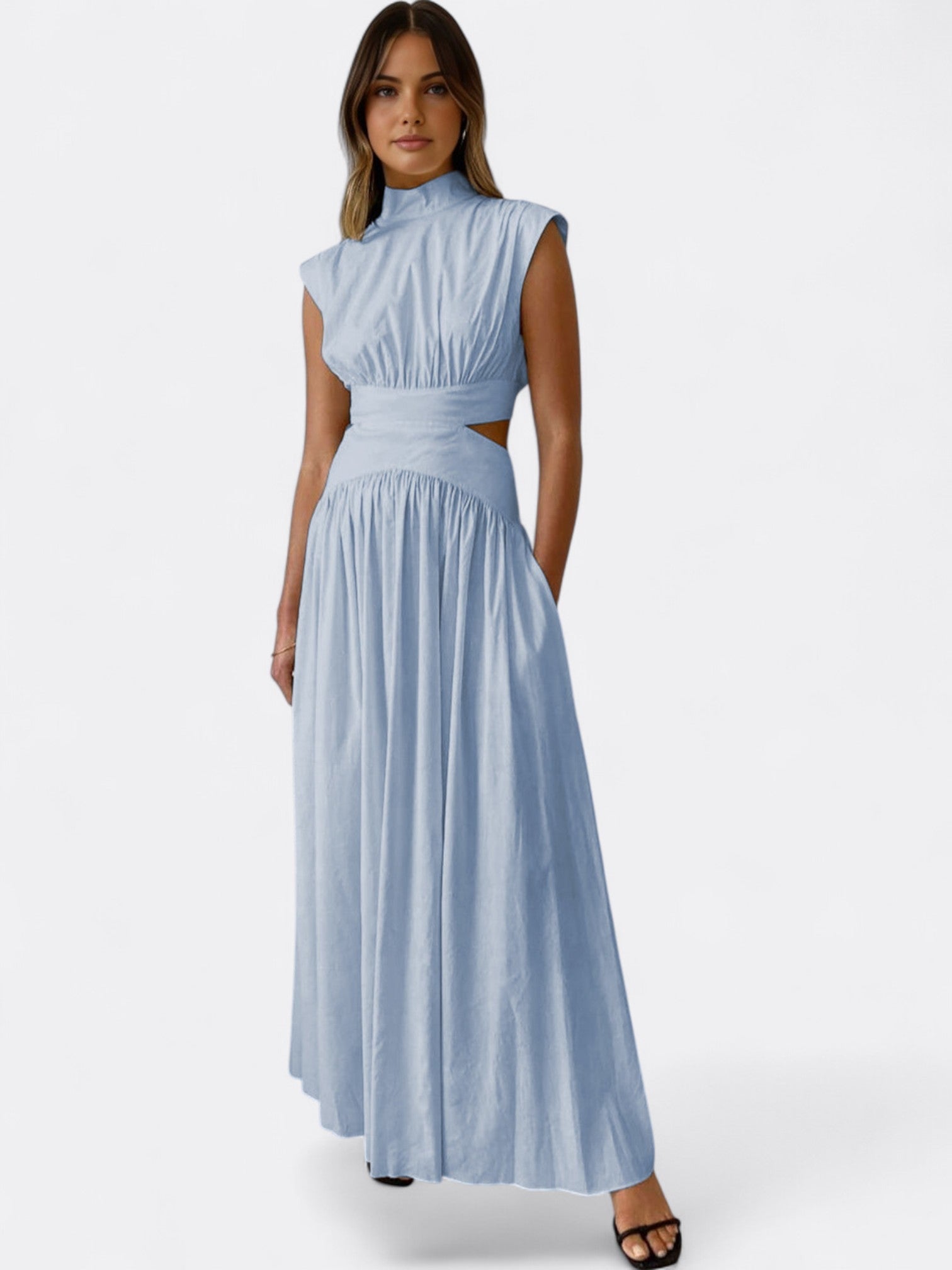 Araluen | Women's Elegant Cut-Out Maxi Dress | Mock Neck