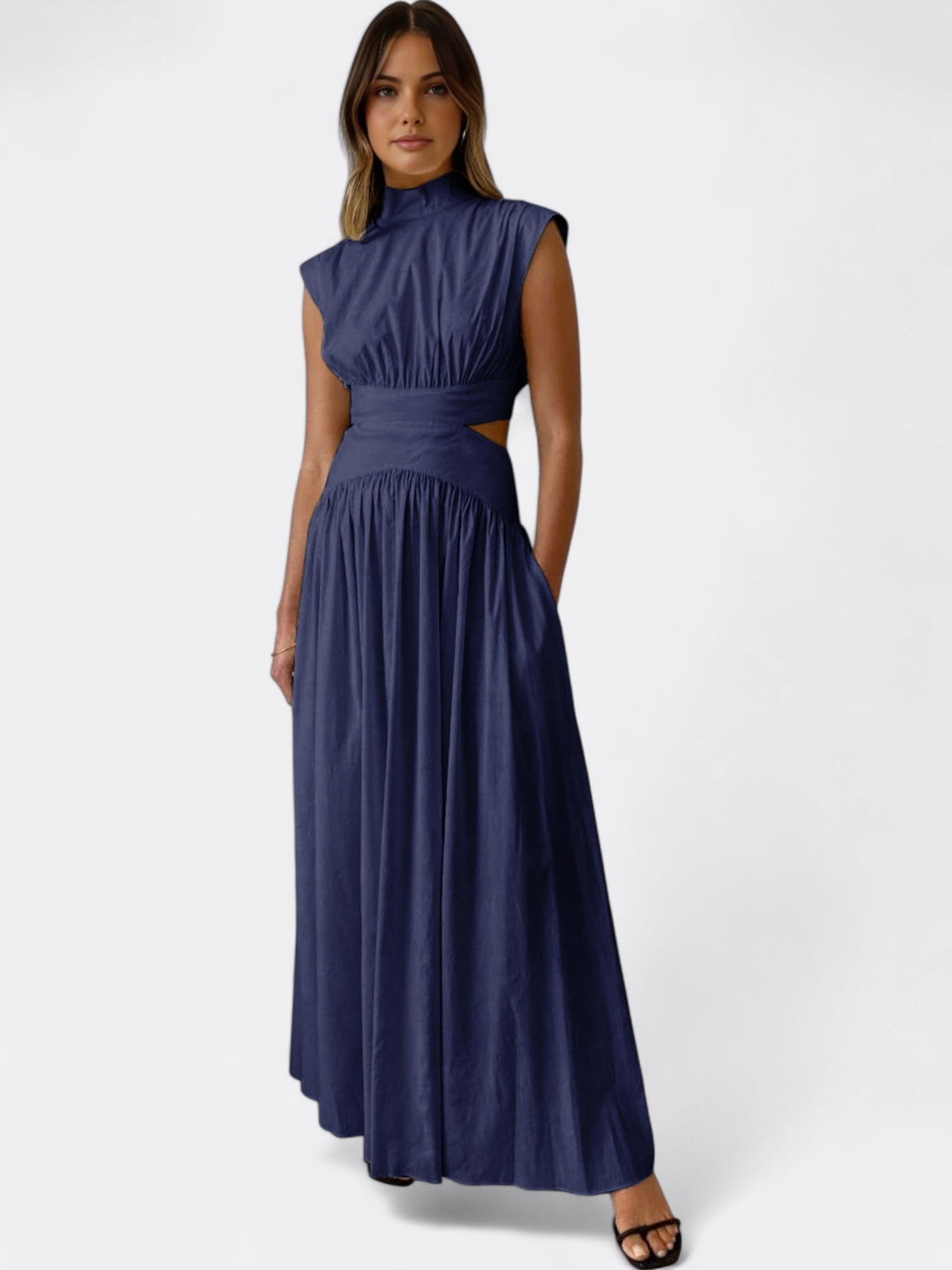 Araluen | Women's Elegant Cut-Out Maxi Dress | Mock Neck