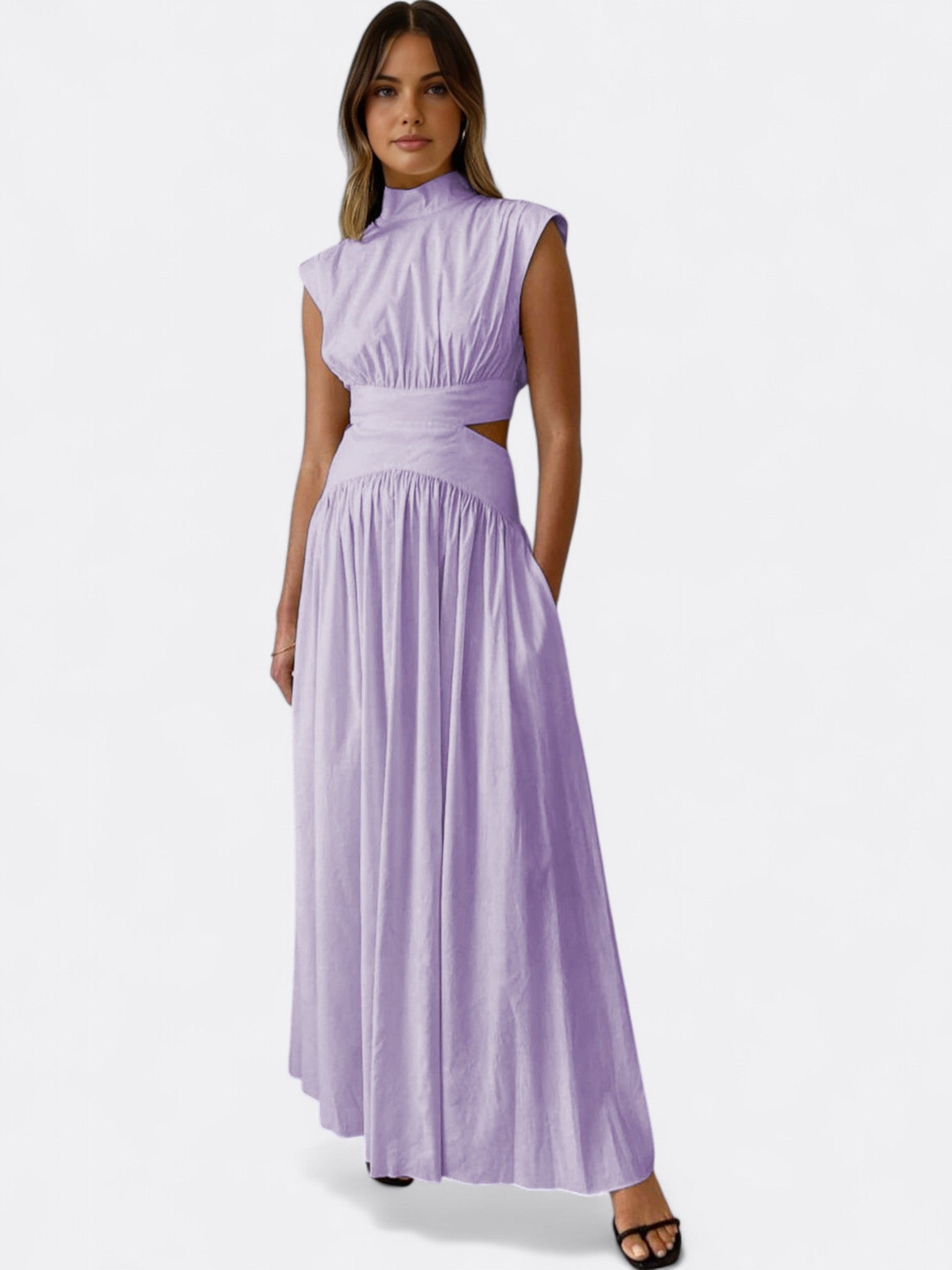 Araluen | Women's Elegant Cut-Out Maxi Dress | Mock Neck