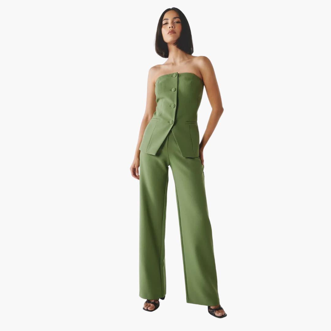 Charlotte | Women's Strapless Chic Co-ord | Wide-Leg