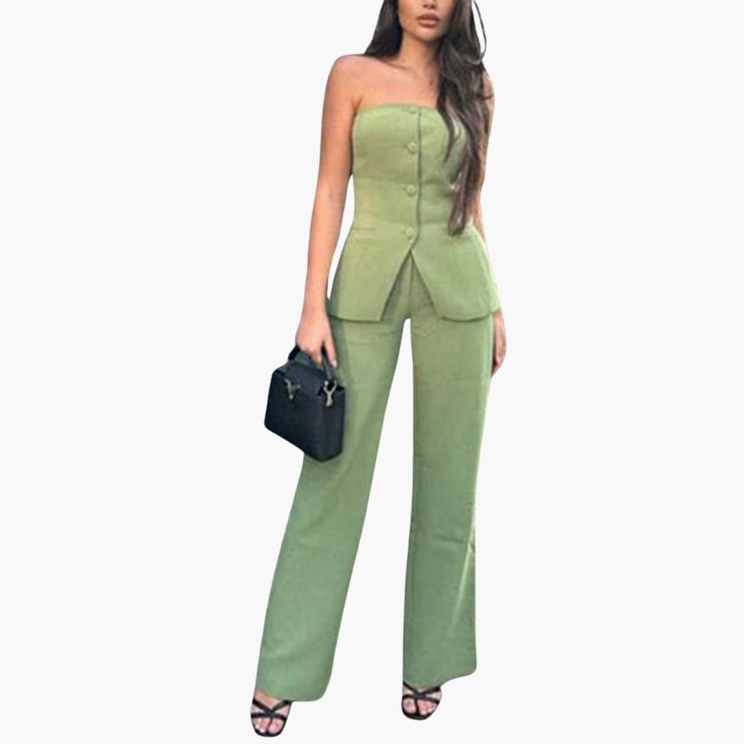 Charlotte | Women's Strapless Chic Co-ord | Wide-Leg