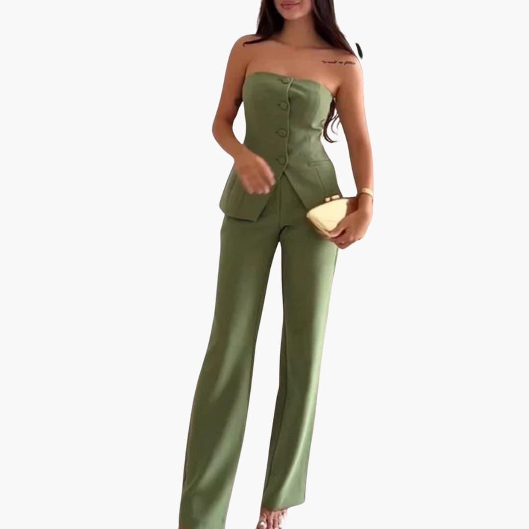 Charlotte | Women's Strapless Chic Co-ord | Wide-Leg