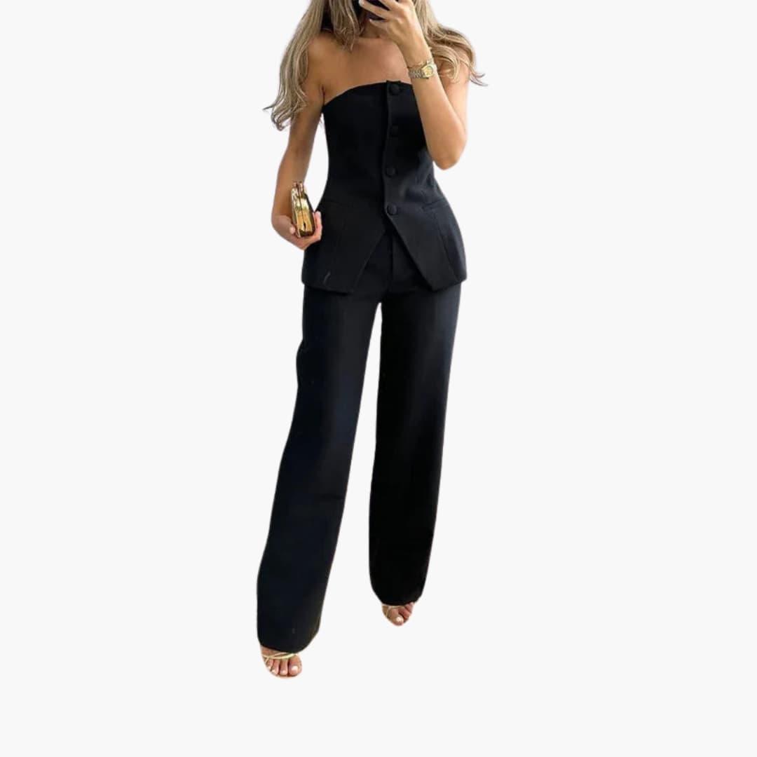Charlotte | Women's Strapless Chic Co-ord | Wide-Leg