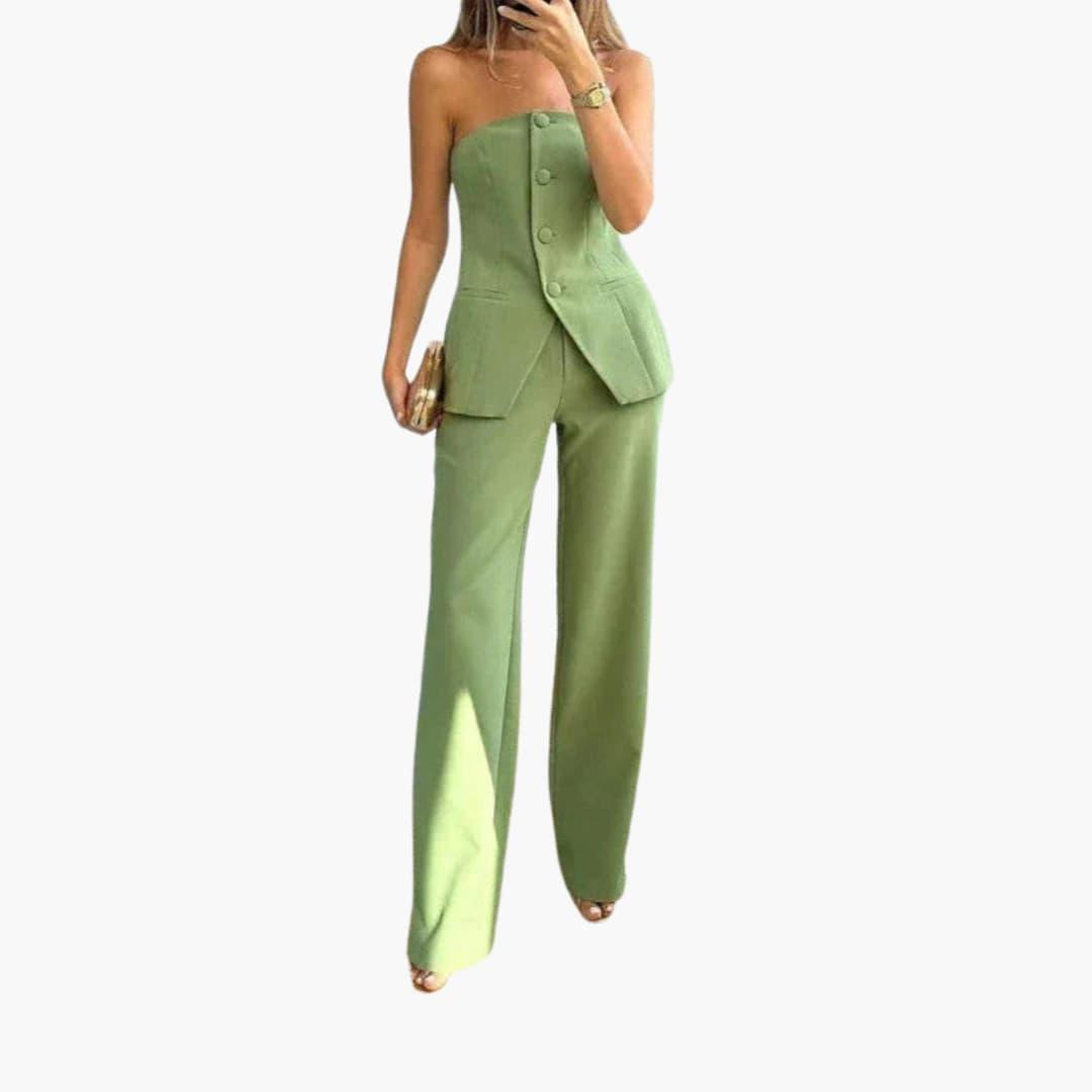 Charlotte | Women's Strapless Chic Co-ord | Wide-Leg
