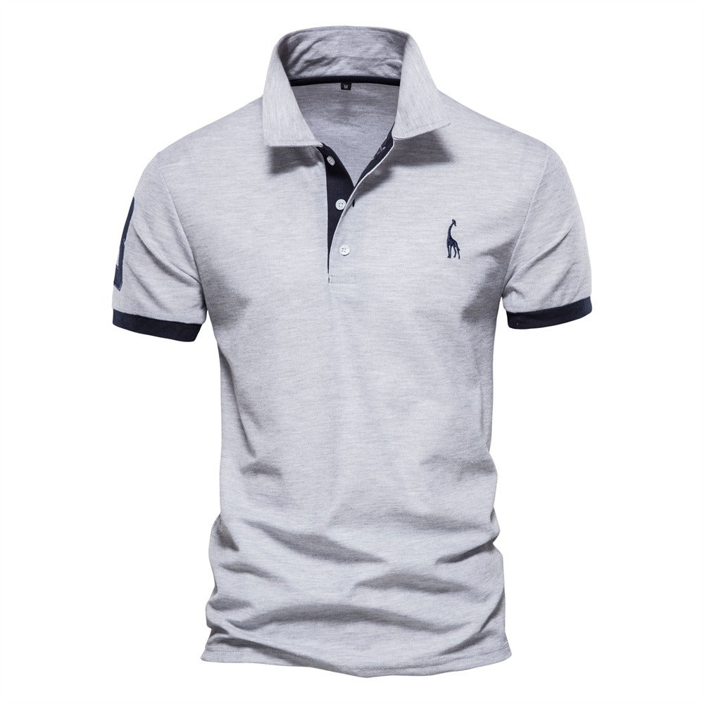 Ethan's Polo Shirt with Contrast Collar and Ribbed Sleeves