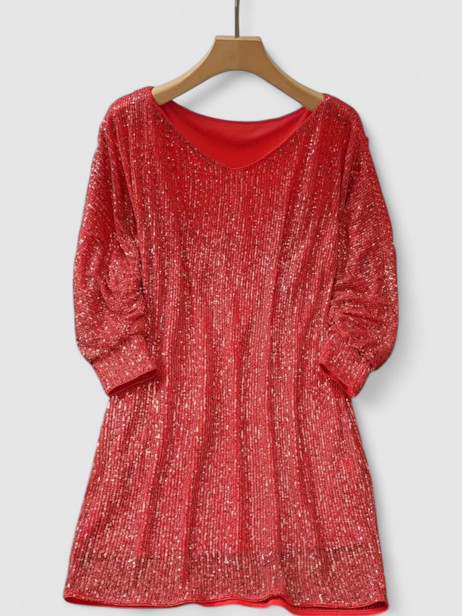 Imara’s Contrast Sequin Dress with Off-Shoulder Slash Neck and Long Sleeves