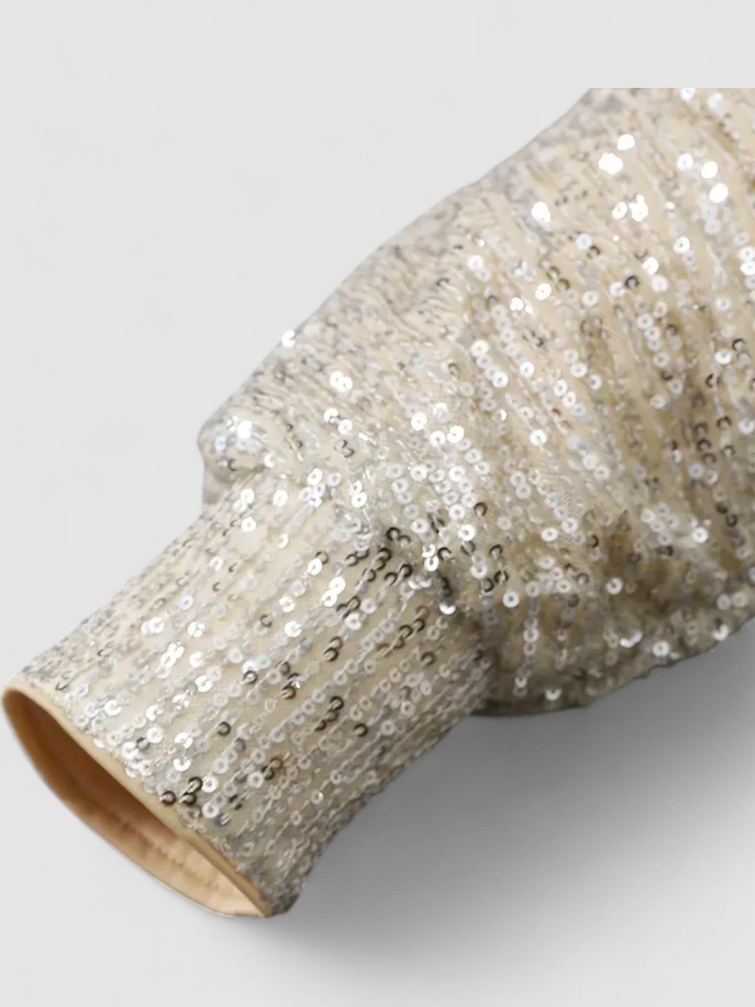 Imara’s Contrast Sequin Dress with Off-Shoulder Slash Neck and Long Sleeves