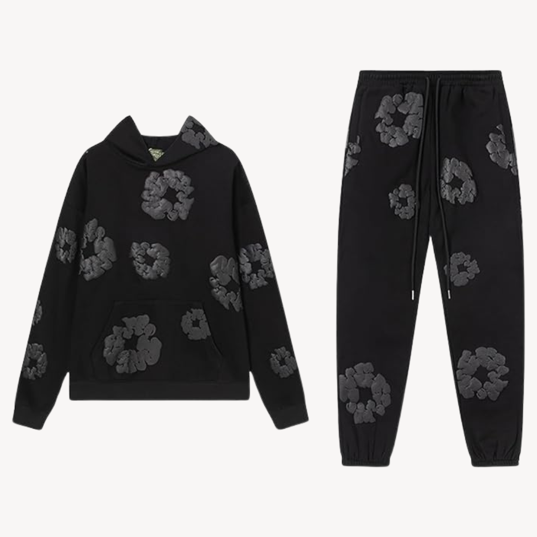 Malik and Merriem's Relaxed Tracksuit Set with Floral Graphic Print
