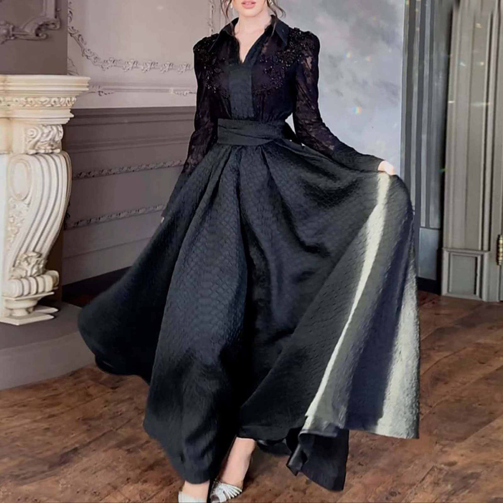 Marina’s Satin Dress with Jacquard Design and Draped Silhouette