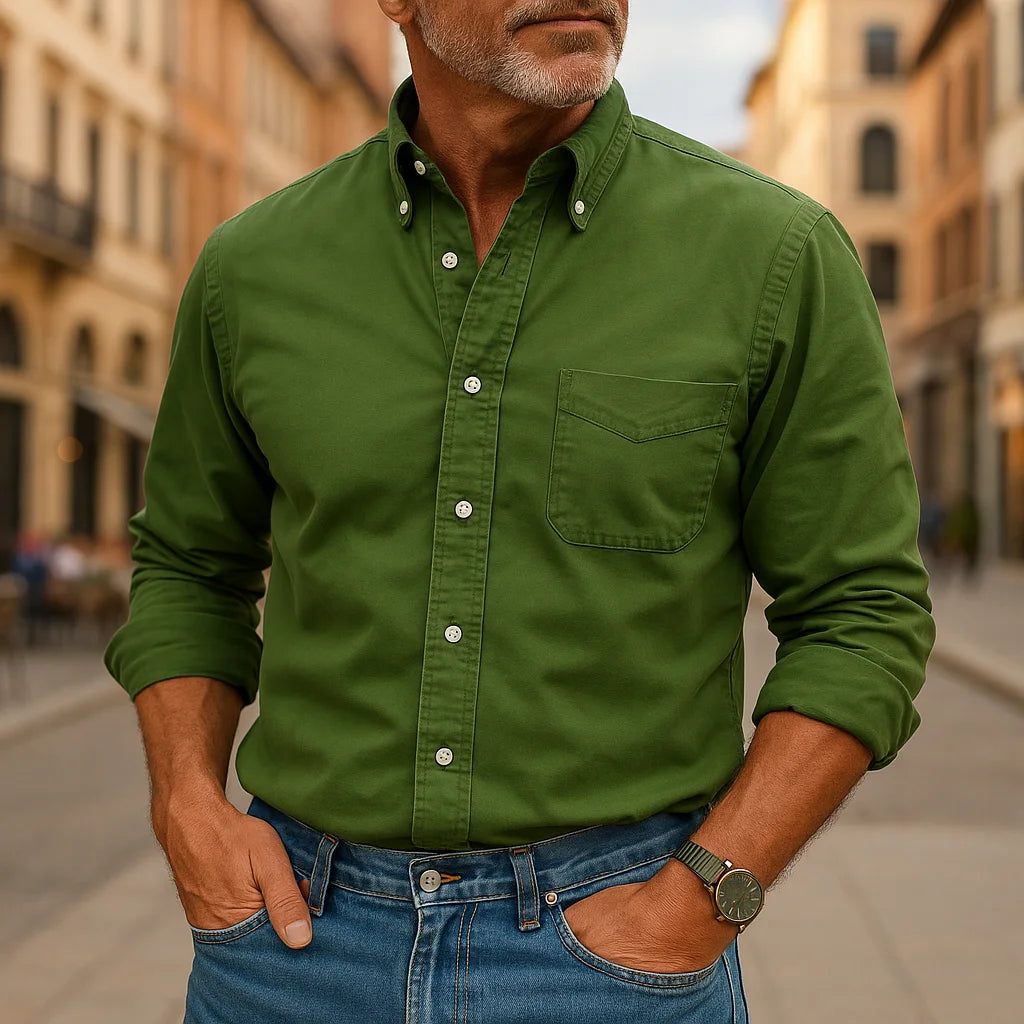 Nathan's Classic Button-Up Shirt with Structured Collar