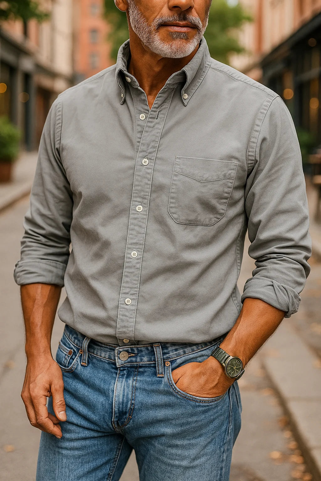 Nathan's Classic Button-Up Shirt with Structured Collar