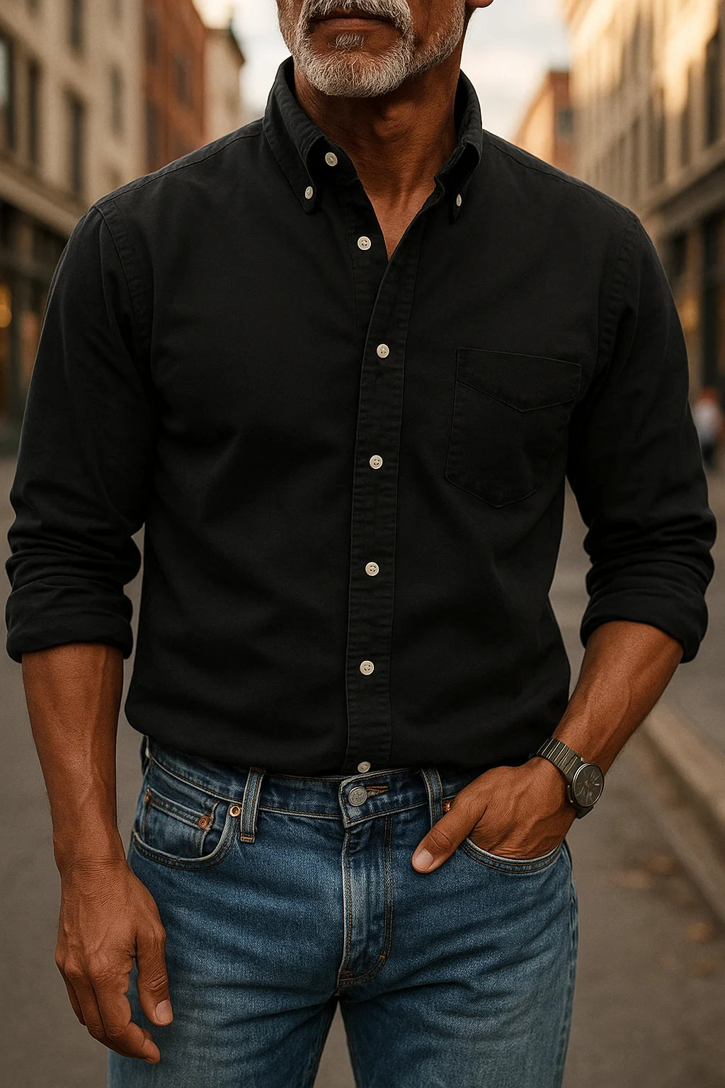 Nathan's Classic Button-Up Shirt with Structured Collar