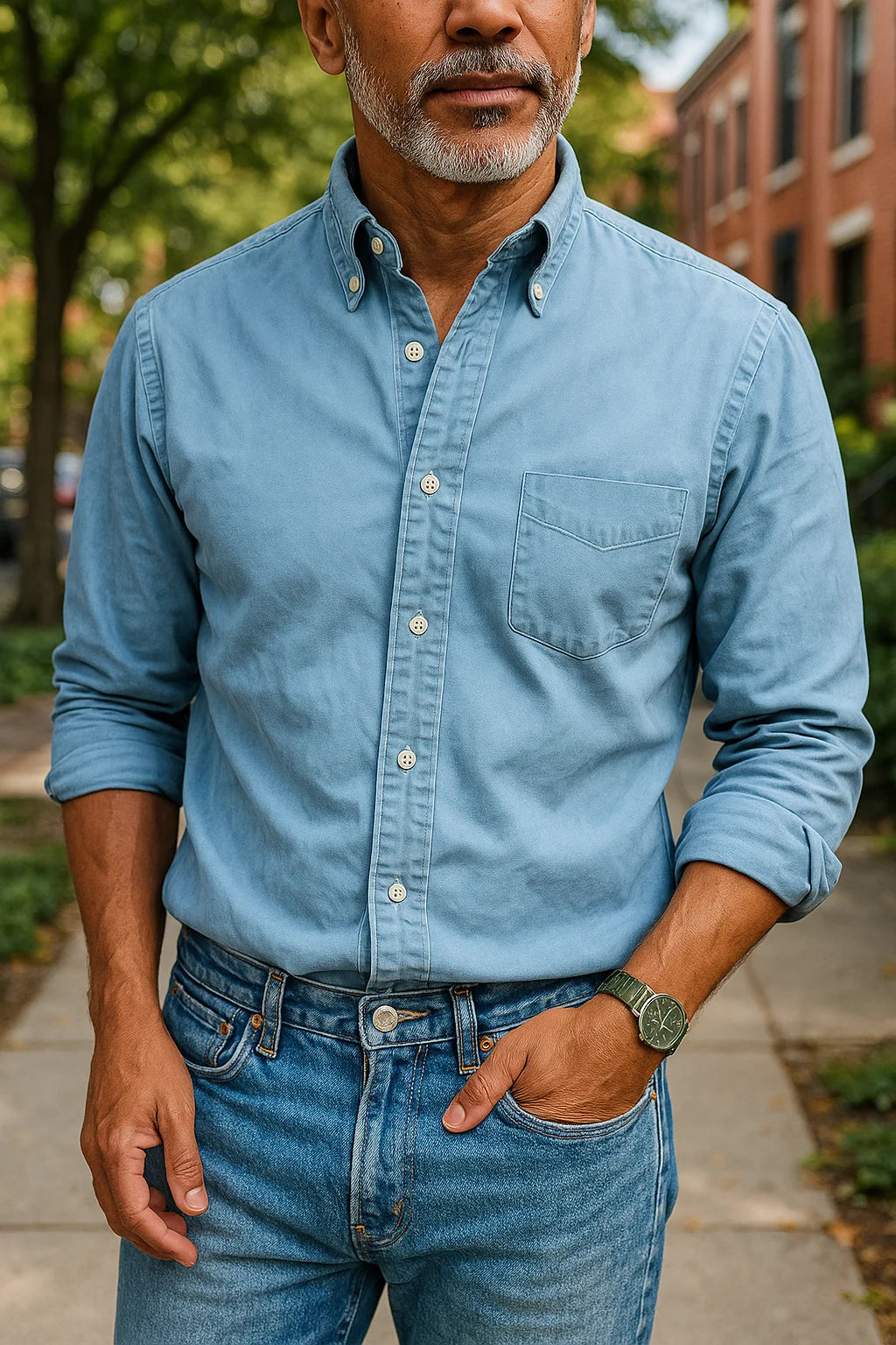 Nathan's Classic Button-Up Shirt with Structured Collar