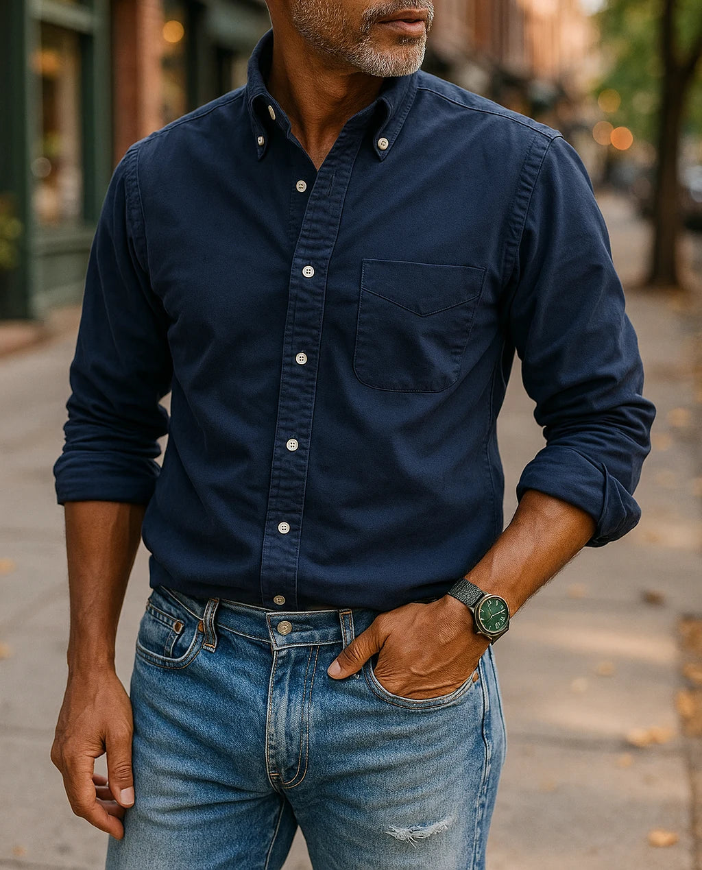 Nathan's Classic Button-Up Shirt with Structured Collar