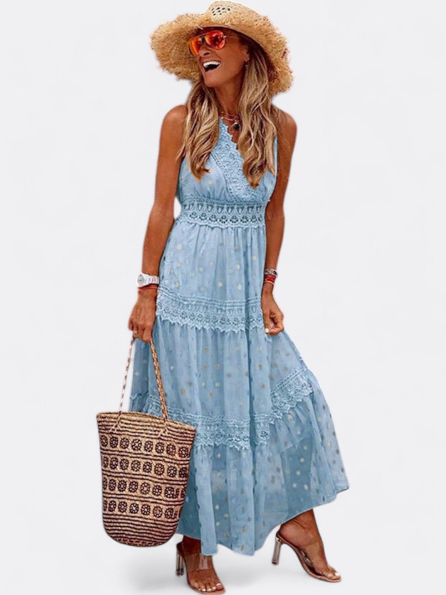Novalie | Women's Sleeveless Tiered Maxi Dress | Flowy