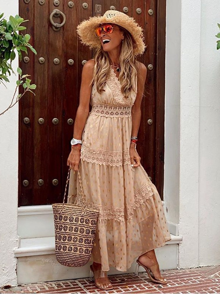 Novalie | Women's Sleeveless Tiered Maxi Dress | Flowy