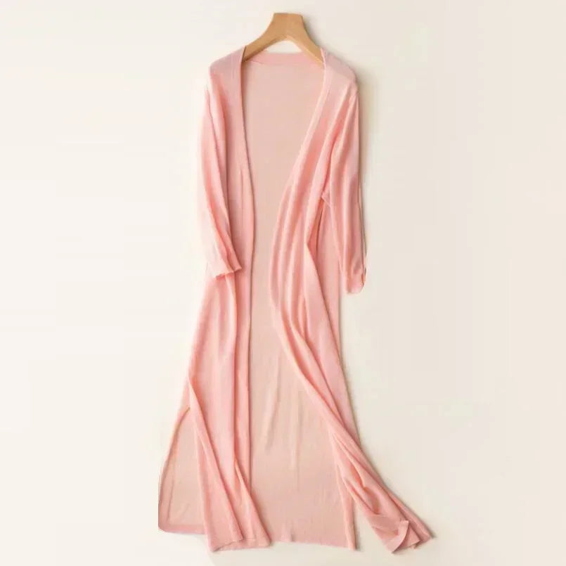 Sara's Flowy Maxi Dress with Open Front and Tie Waist