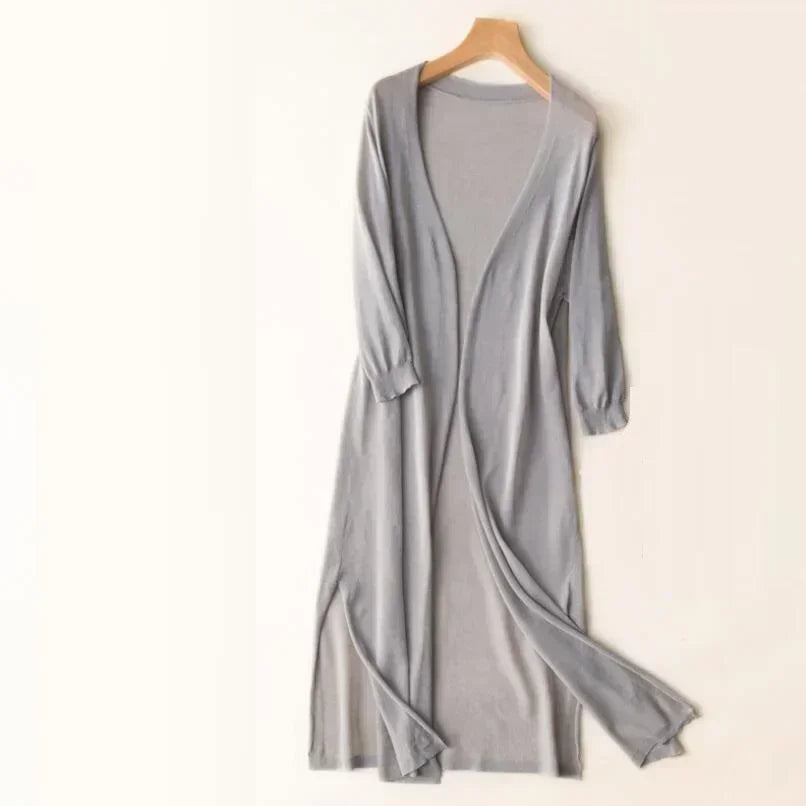 Sara's Flowy Maxi Dress with Open Front and Tie Waist