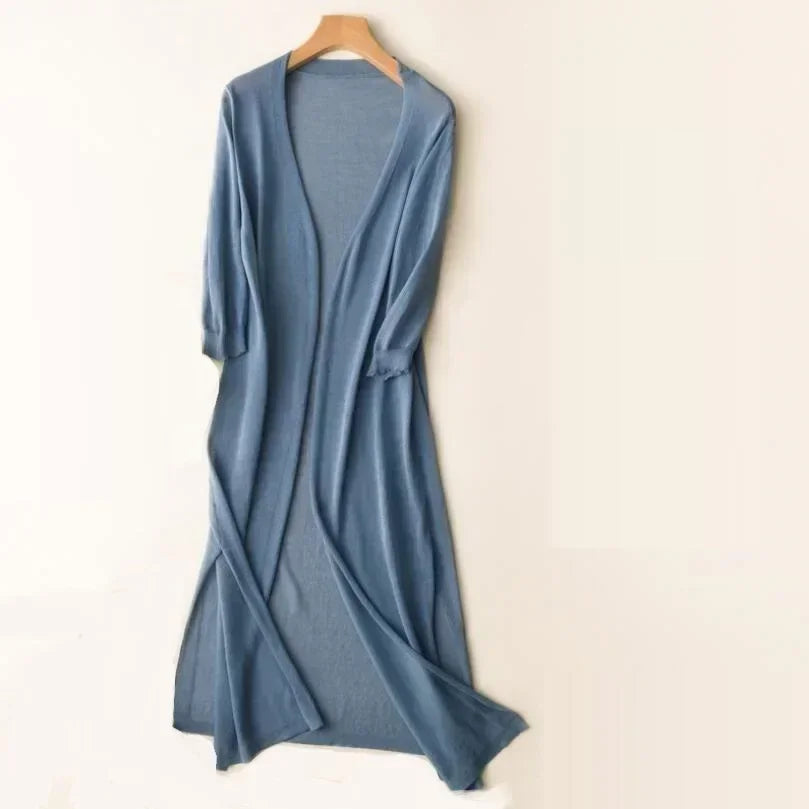 Sara's Flowy Maxi Dress with Open Front and Tie Waist