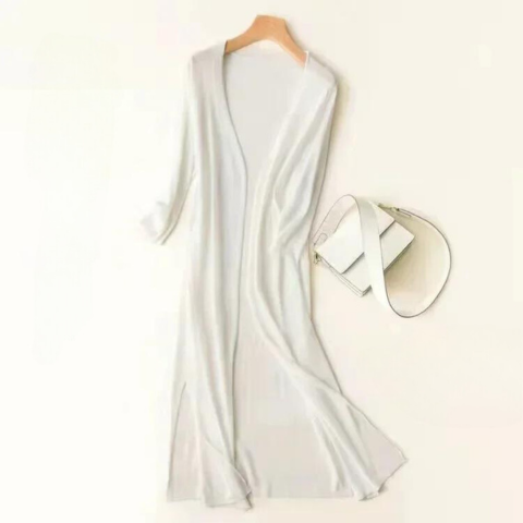 Sara's Flowy Maxi Dress with Open Front and Tie Waist