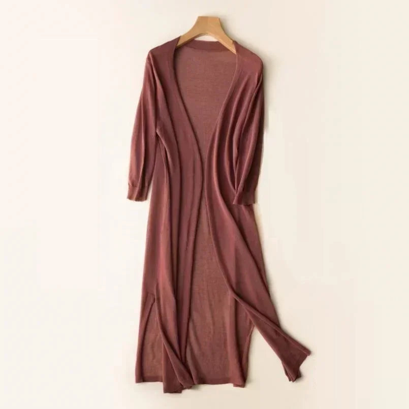 Sara's Flowy Maxi Dress with Open Front and Tie Waist