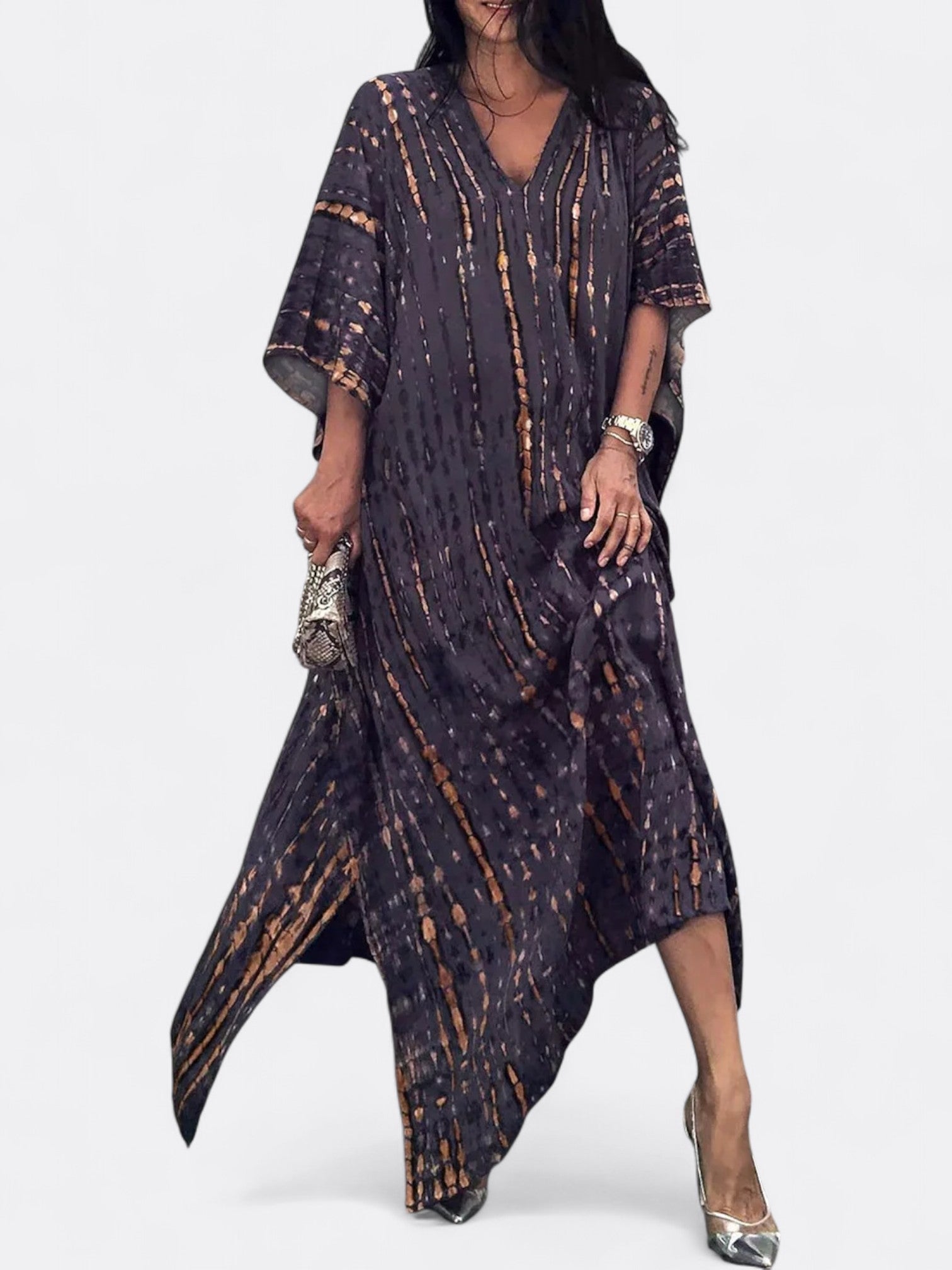 Serenity | Women's Bohemian Tie Dye Kaftan Dress | Maxi V Neck