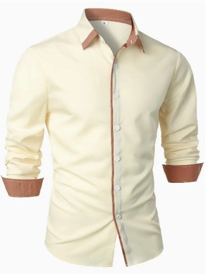 Simmone's Casual Button-Down Shirt with Contrast Collar Trim
