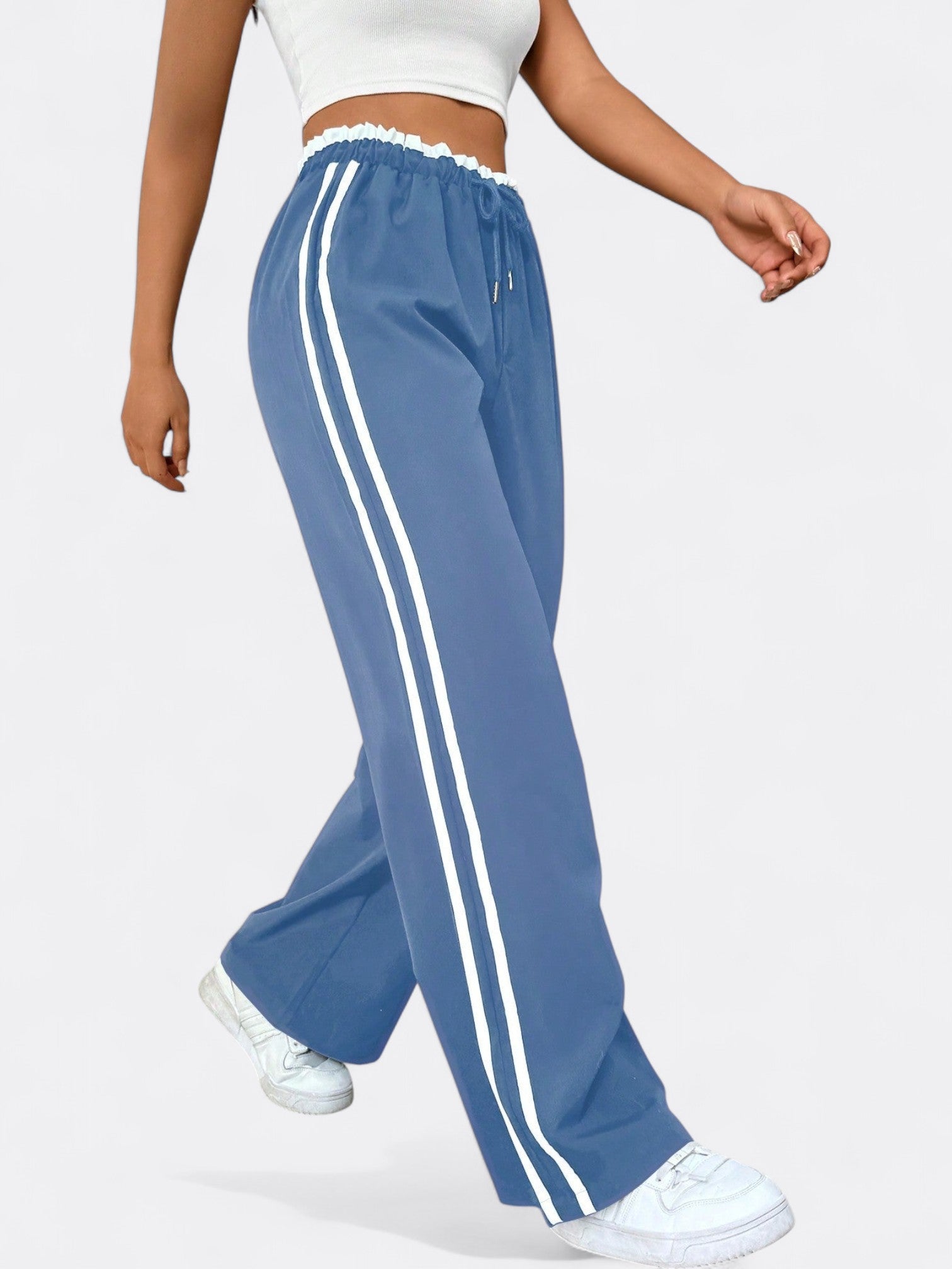 Sophia | Women's Athletic Wide-Leg Trousers | Drawstring