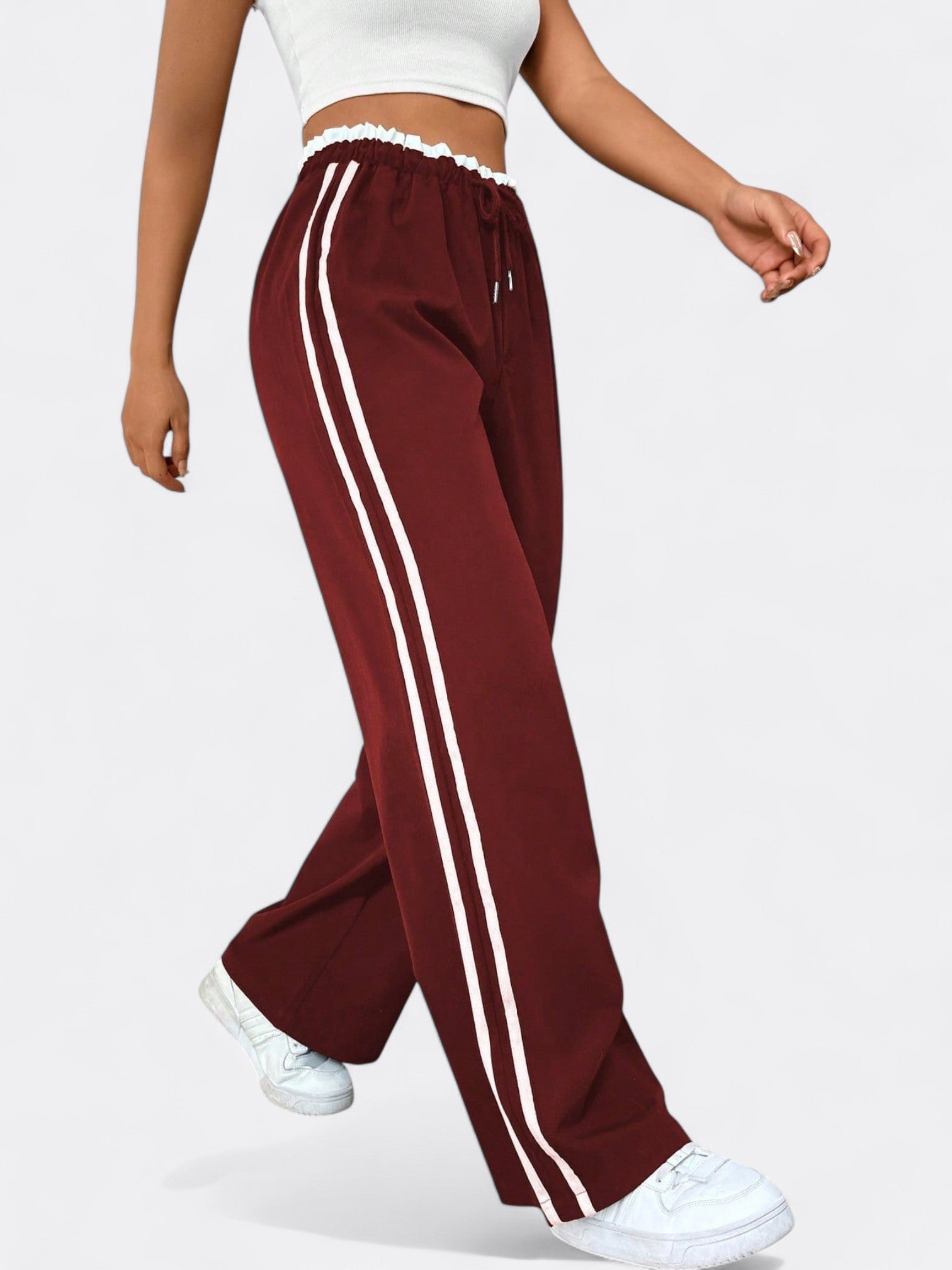 Sophia | Women's Athletic Wide-Leg Trousers | Drawstring