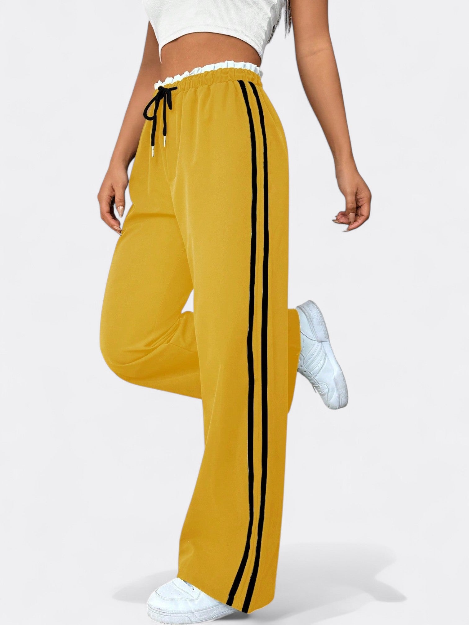Sophia | Women's Athletic Wide-Leg Trousers | Drawstring