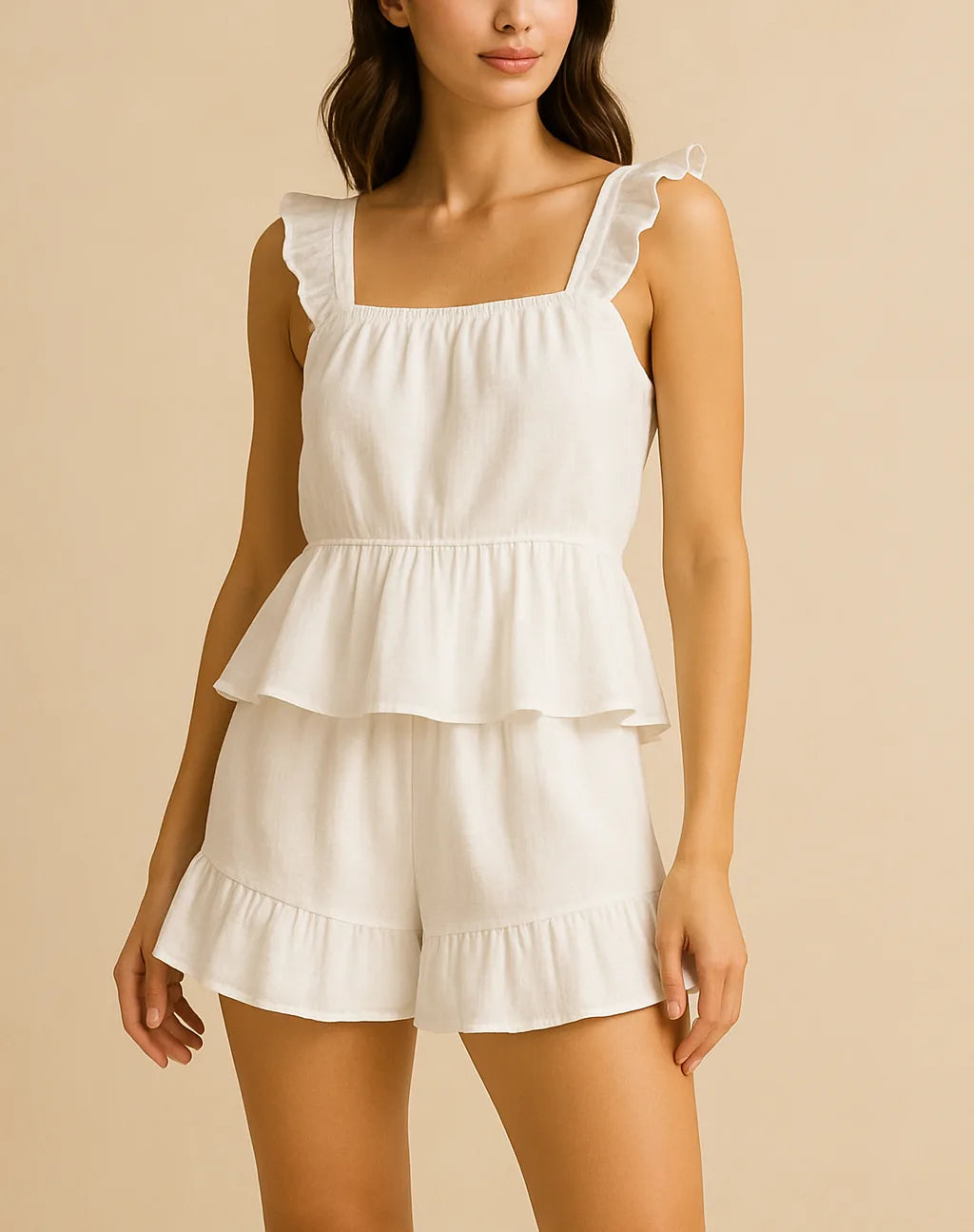 Vilma's Lounge Set with Ruffle Sleeveless Top and Shorts