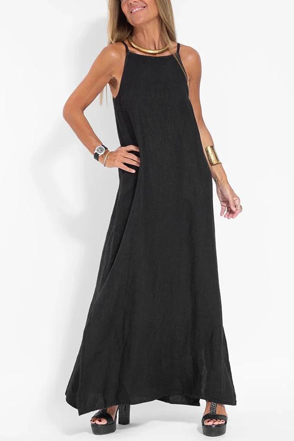 Alazne's Minimalist Fluid Dress with Breathable Fabric and Relaxed Fit