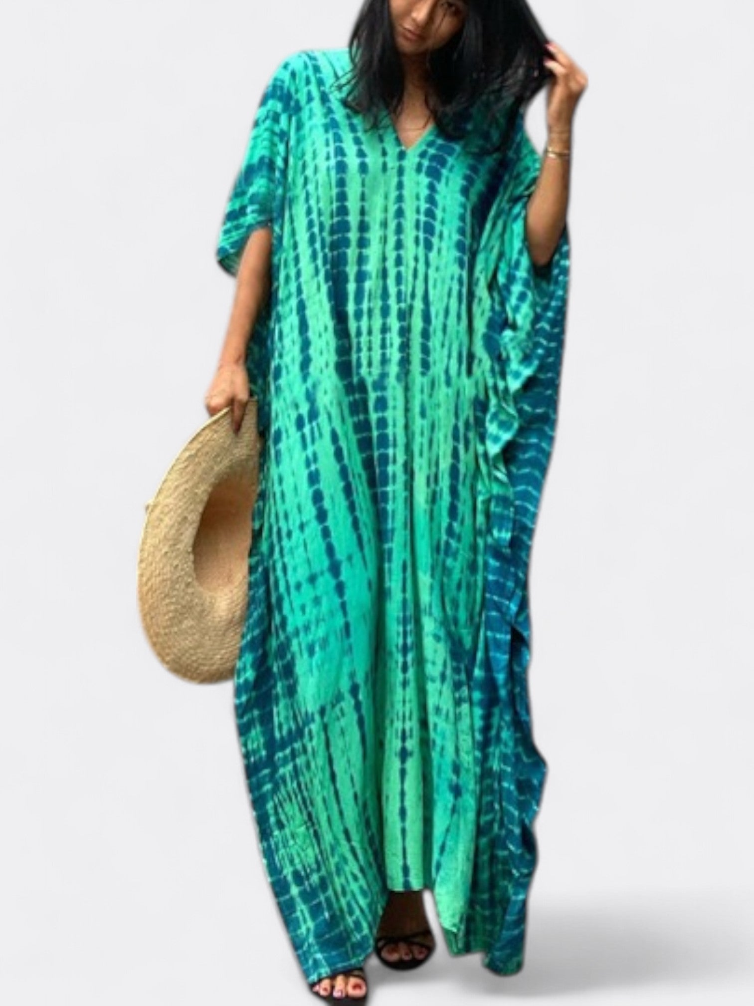 Serenity | Women's Bohemian Tie Dye Kaftan Dress | Maxi V Neck