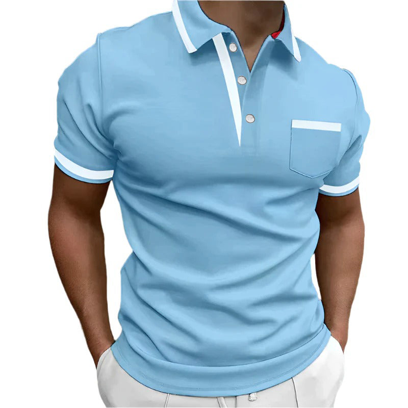 Grayson's Classic Polo Shirt with Contrast Collar and Pocket