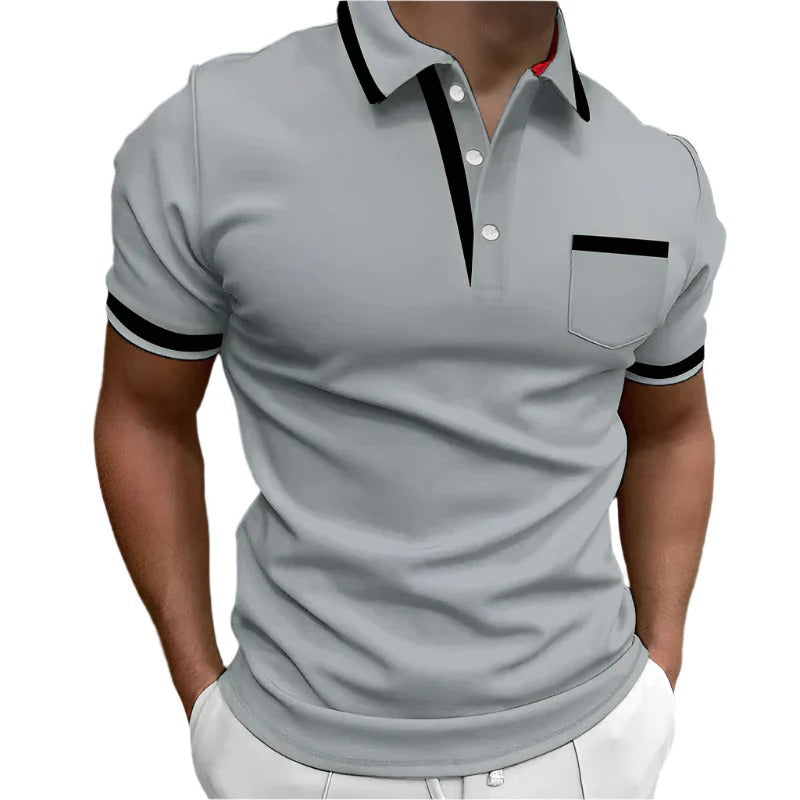 Grayson's Classic Polo Shirt with Contrast Collar and Pocket
