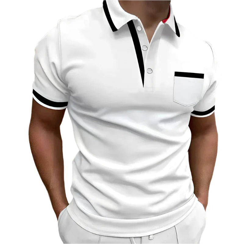 Grayson's Classic Polo Shirt with Contrast Collar and Pocket